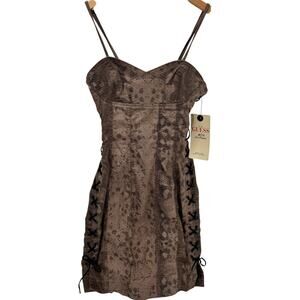 GUESS Bodycon Dress Womens XS Brown Rio Snake Print 40th Anniversary Edition NEW